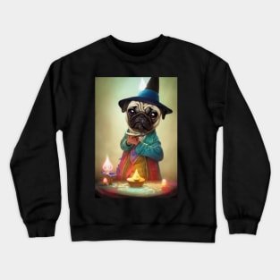 Fantasy Pug Puppy Magical Wizard Crewneck Sweatshirt